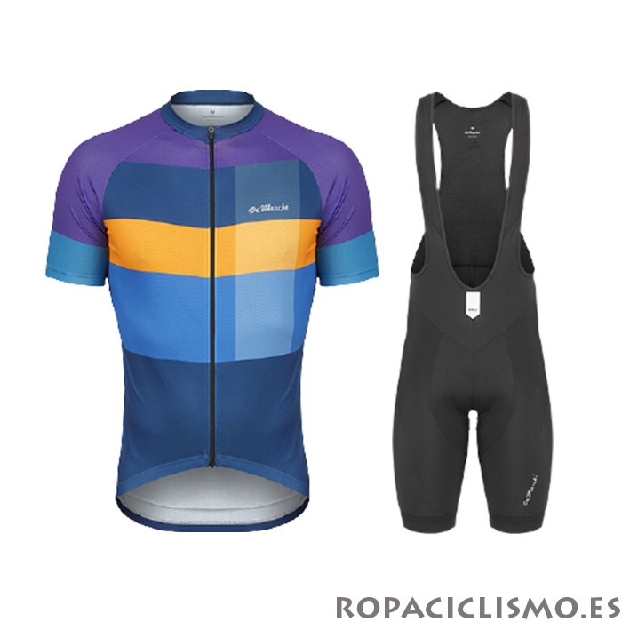 2021 Maillot de Marchi Tirantes Mangas Cortas Violeta Amarillo Azul